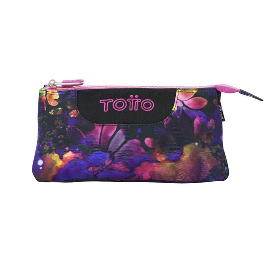Totto 3 Compartments Pencil Case 22 x 11 x 3.5cm - Flower Galaxy