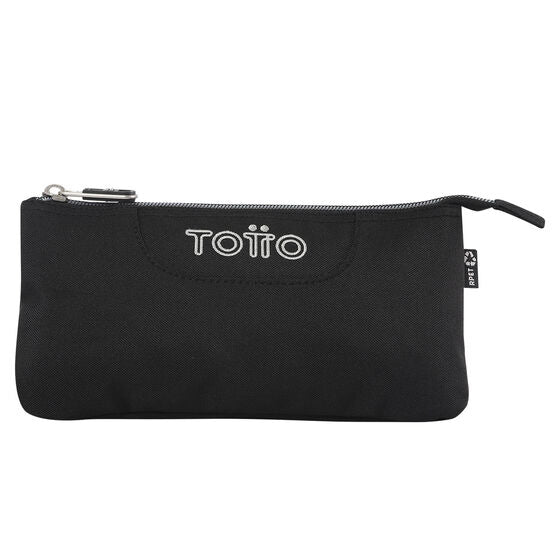 Totto 3 Compartments Pencil Case 22 x 11 x 3.5cm - Black