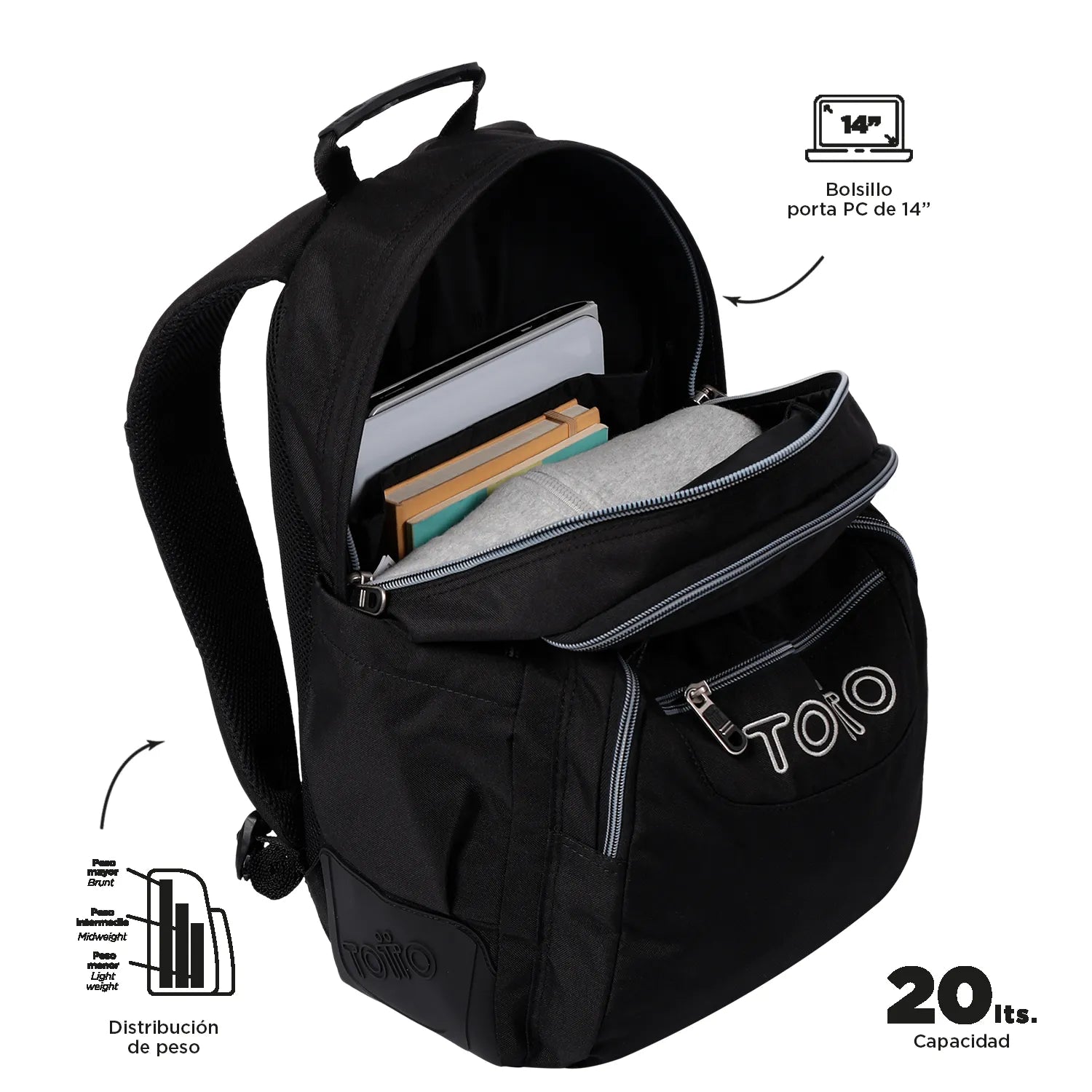 Totto Backpack 44 x 33 x 13.5cm - Rayol Black