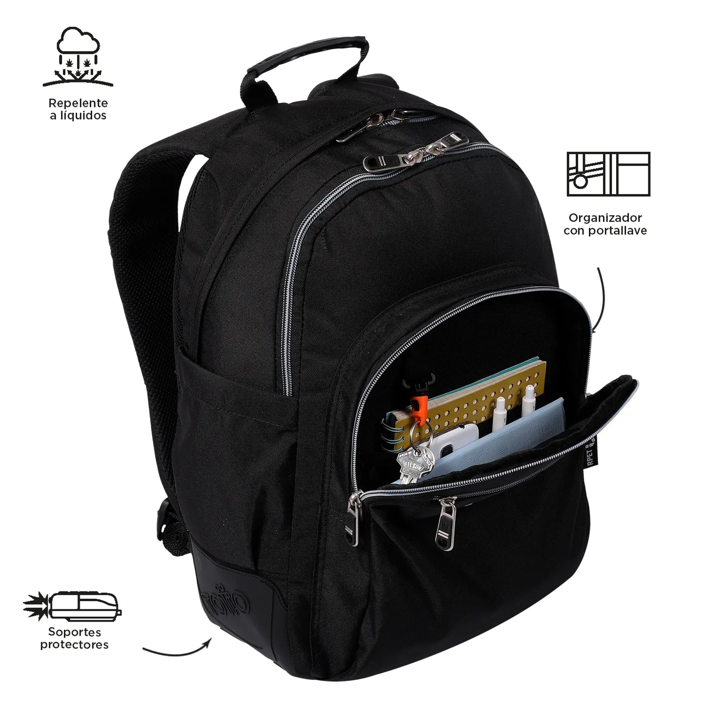 Totto Backpack 44 x 33 x 13.5cm - Rayol Black