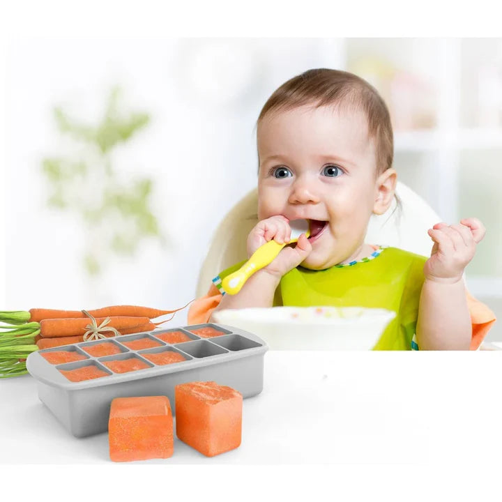 Melii - Silicone Baby Food Freezer Tray with Lid - Grey