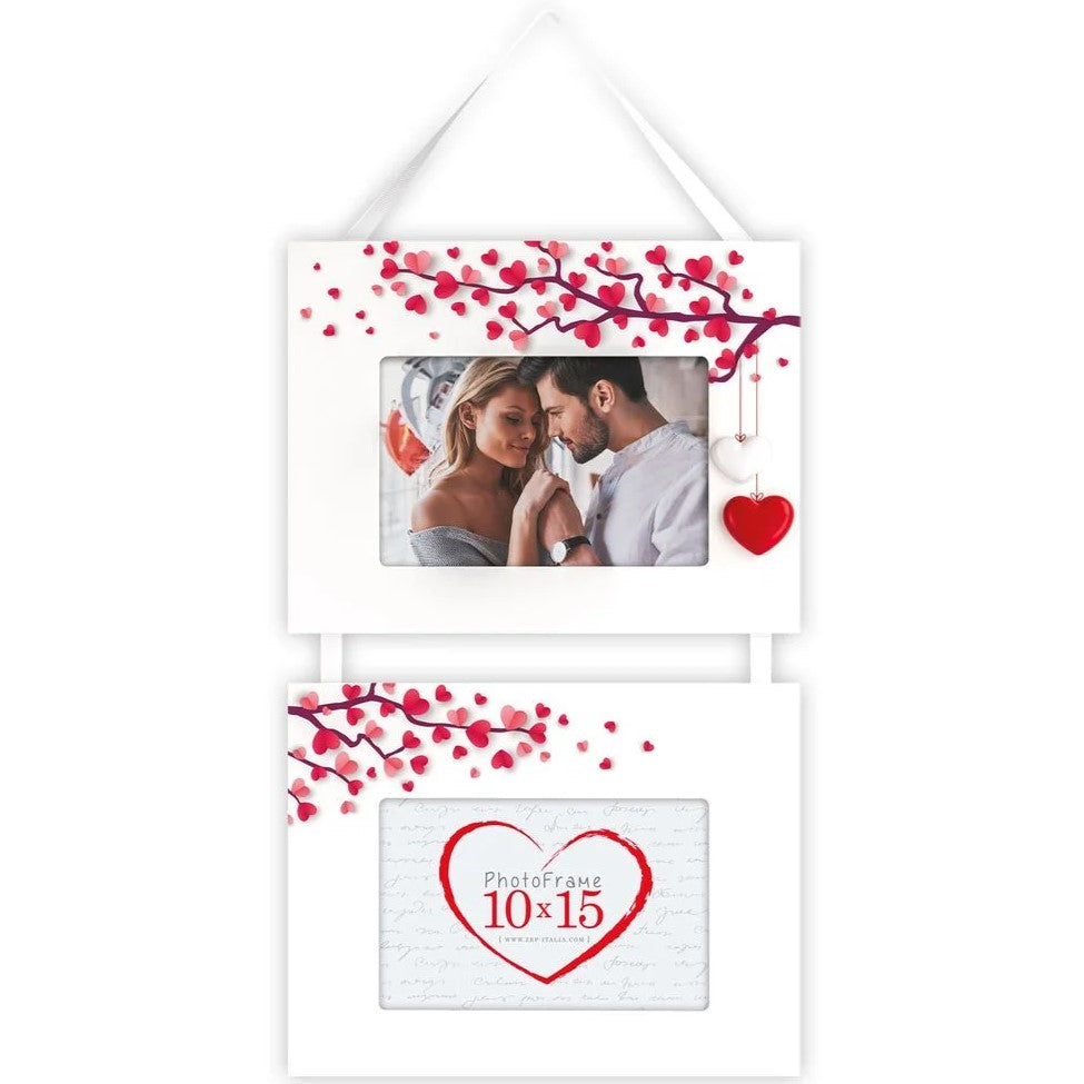Zep Valentine's Horizontal Wooden Photo Frame 10 x 15cm x 2 - White
