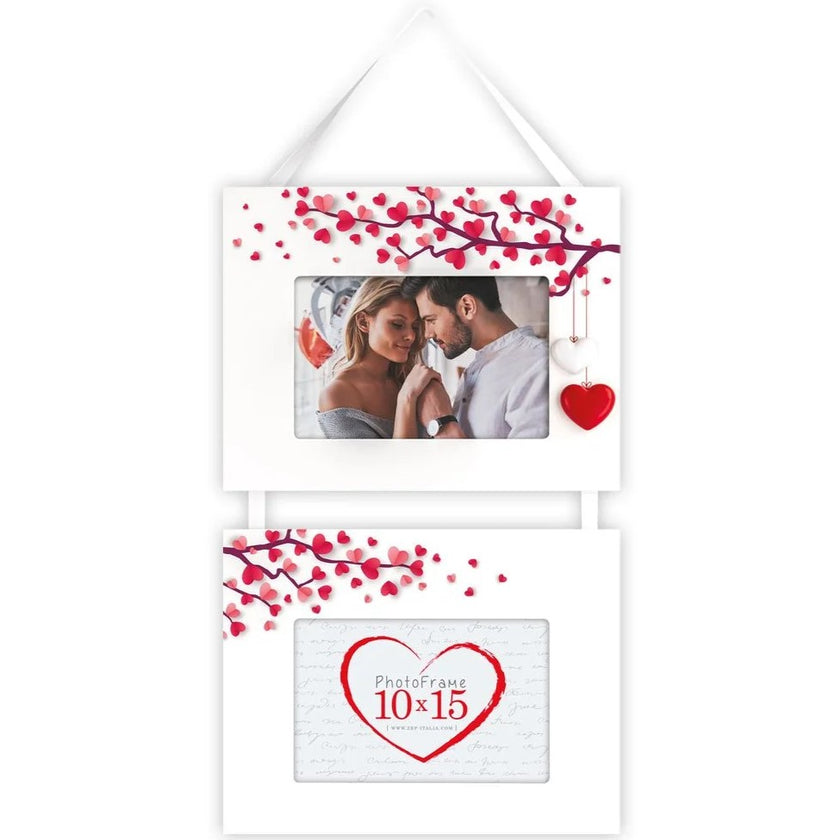 Zep Valentine's Horizontal Wooden Photo Frame 10 x 15cm x 2 - White