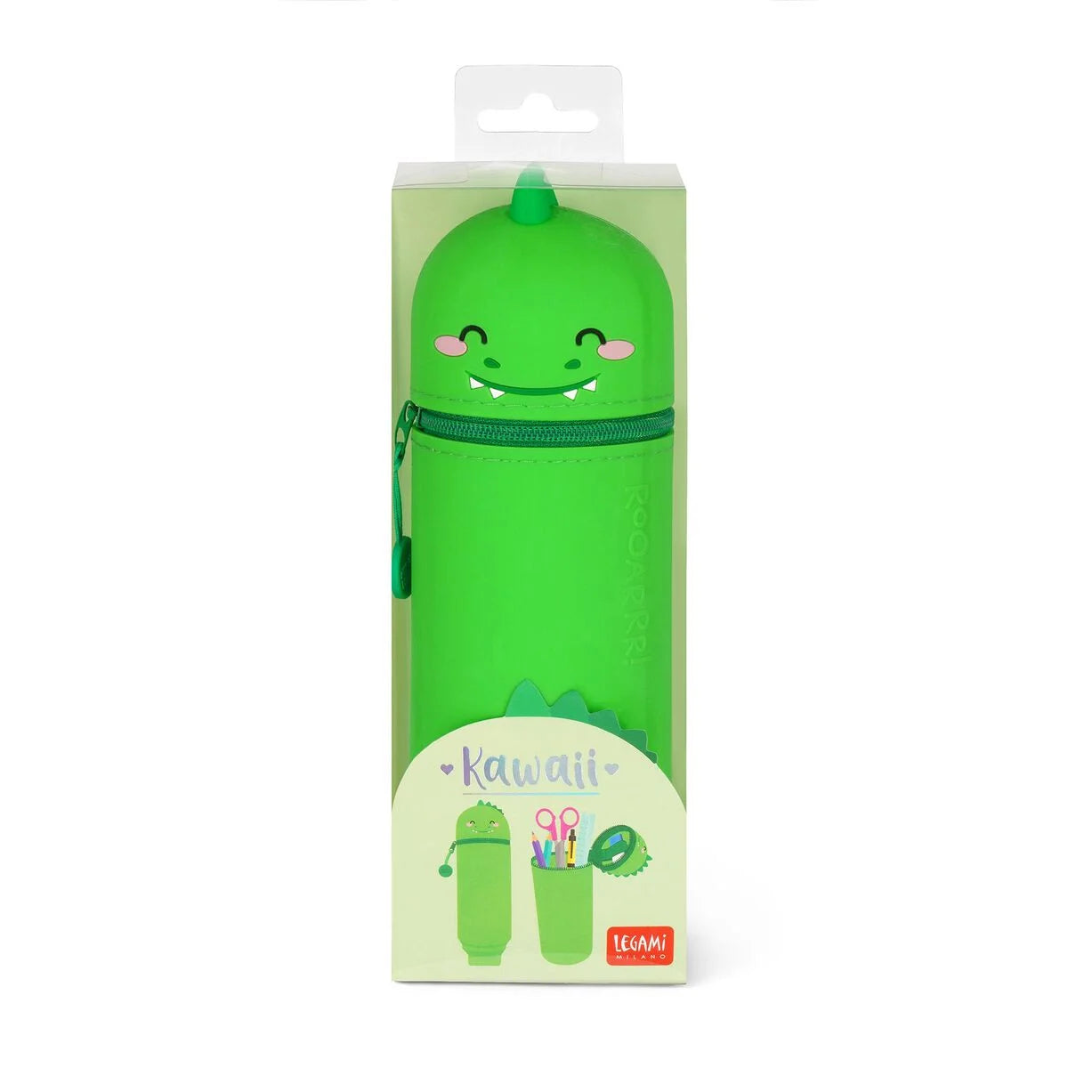 Legami 2-In-1 Silicone Pencil Case - Kawaii - Dino "Roooarr"