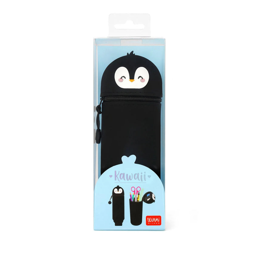Legami 2-In-1 Silicone Pencil Case - Kawaii - Penguin "Always Cool"