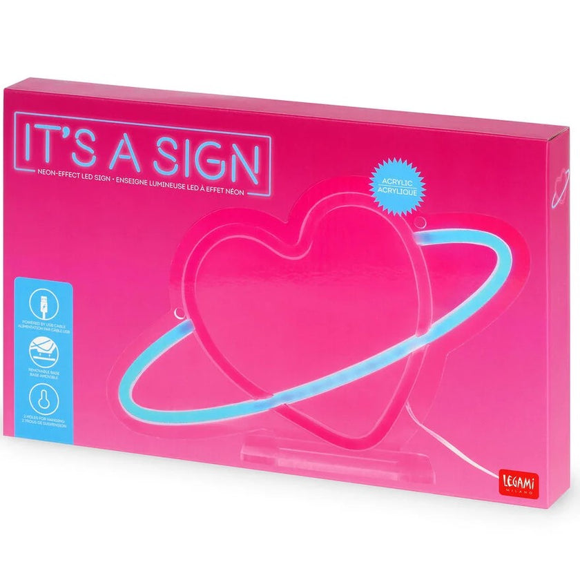 Legami Neon Effect Led Light Sign - It's a Sign - Planet Heart
