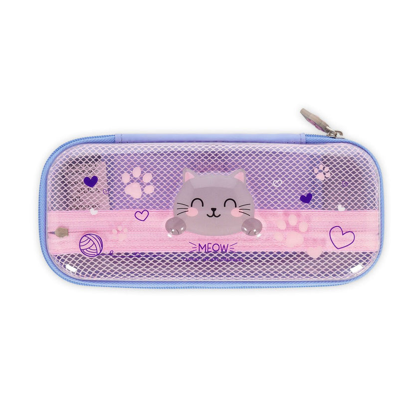 Legami Rigid Transparent Pencil Case - WonderWow - Kitty