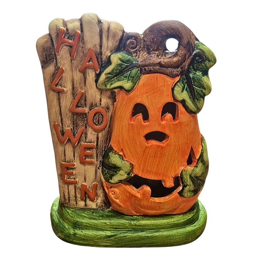 Halloween Pumpkin & Plank with Lights 22.5cm
