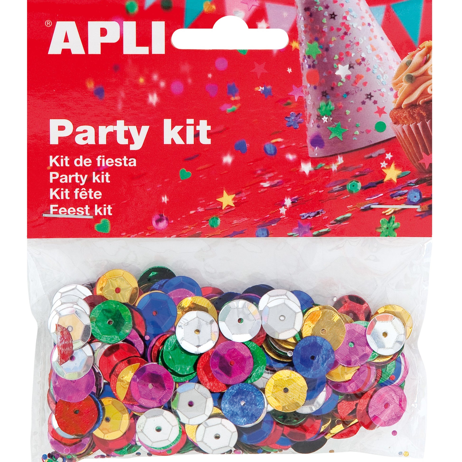 Apli Kids Party Kit Confetti Sequins Assorted Colours 11mm A Pack Of 14g
