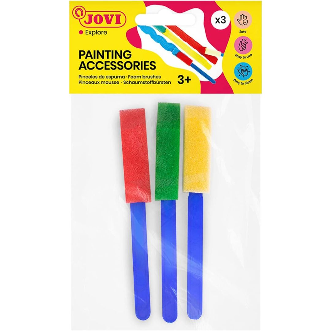 Jovi Painting Accessories - 3 Small Flat Foam Brushes