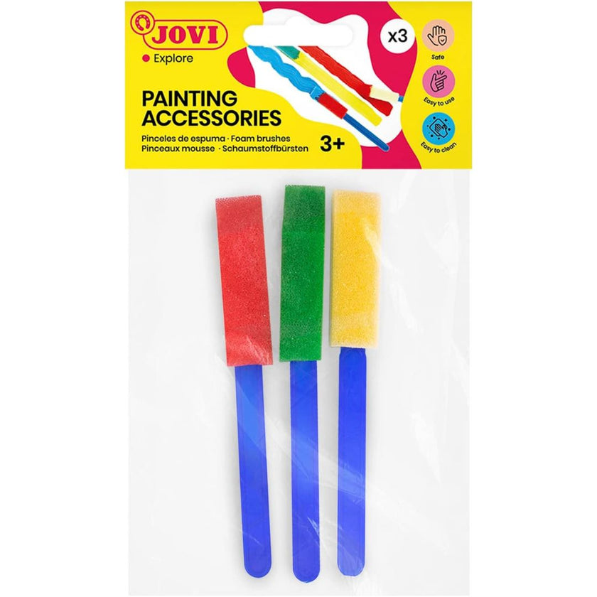 Jovi Painting Accessories - 3 Small Flat Foam Brushes