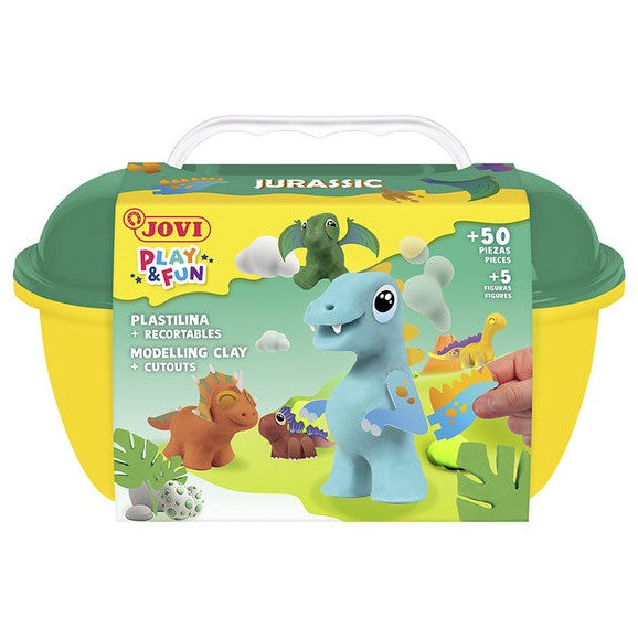 Jovi Play & Fun Modelling Clay A Pack Of 50pcs And 5 Figures - Jurassic