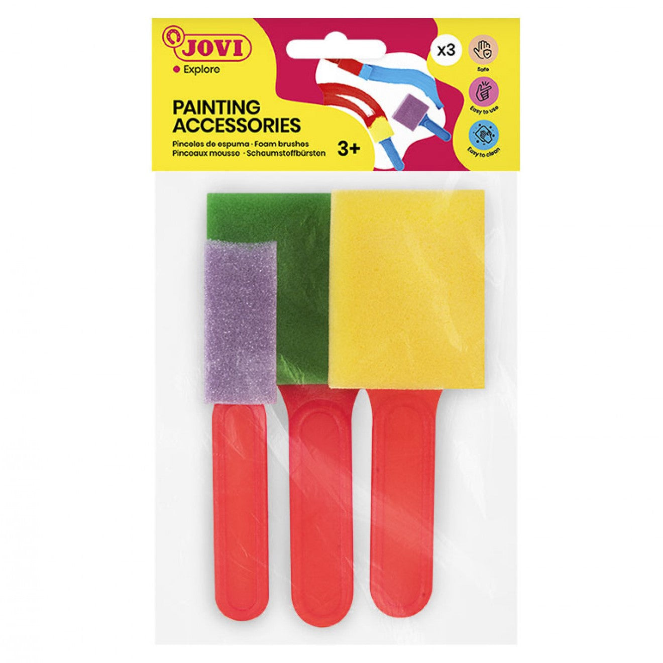 Jovi Painting Accessories - 3 Large Flat Foam Brushes