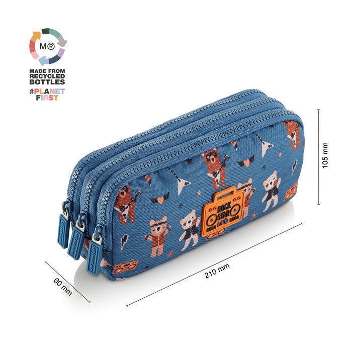 Miquelrius Triple Rectangular Pencil Case 21 x 10.5 x 6cm - Rock Star