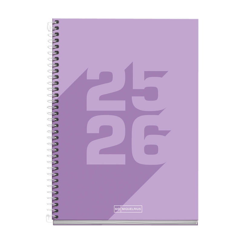 A5 Miquelrius Scholastic Diary Day Per Page 2025/26 - Basic Mauve