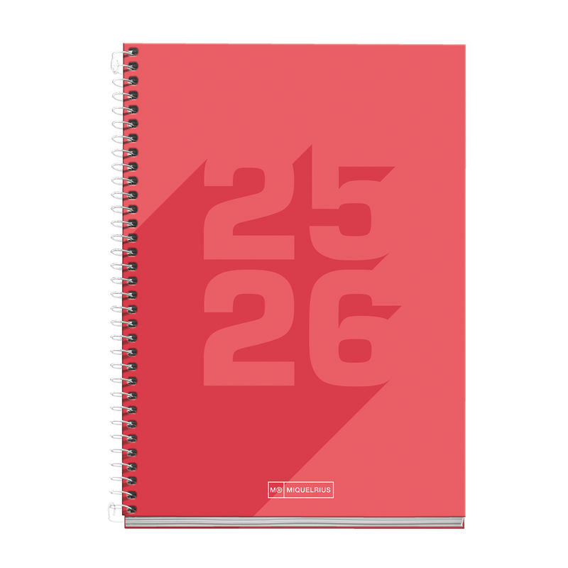 A5 Miquelrius Scholastic Diary Day Per Page 2025/26 - Basic Coral