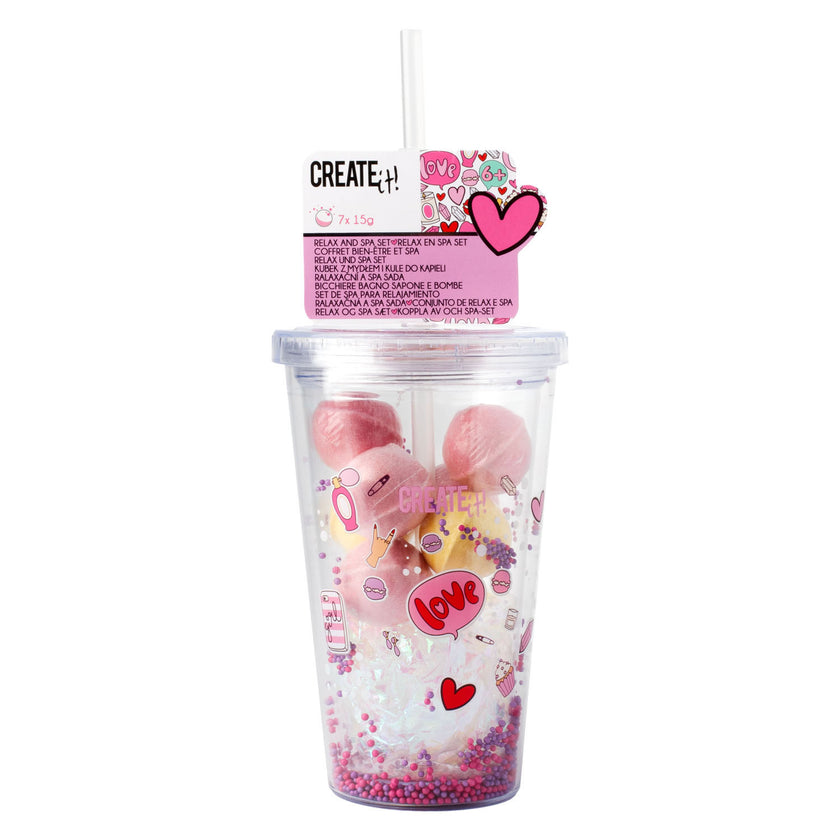 Create It! Beauty Drinking Cup And Bath Bombs - Pink