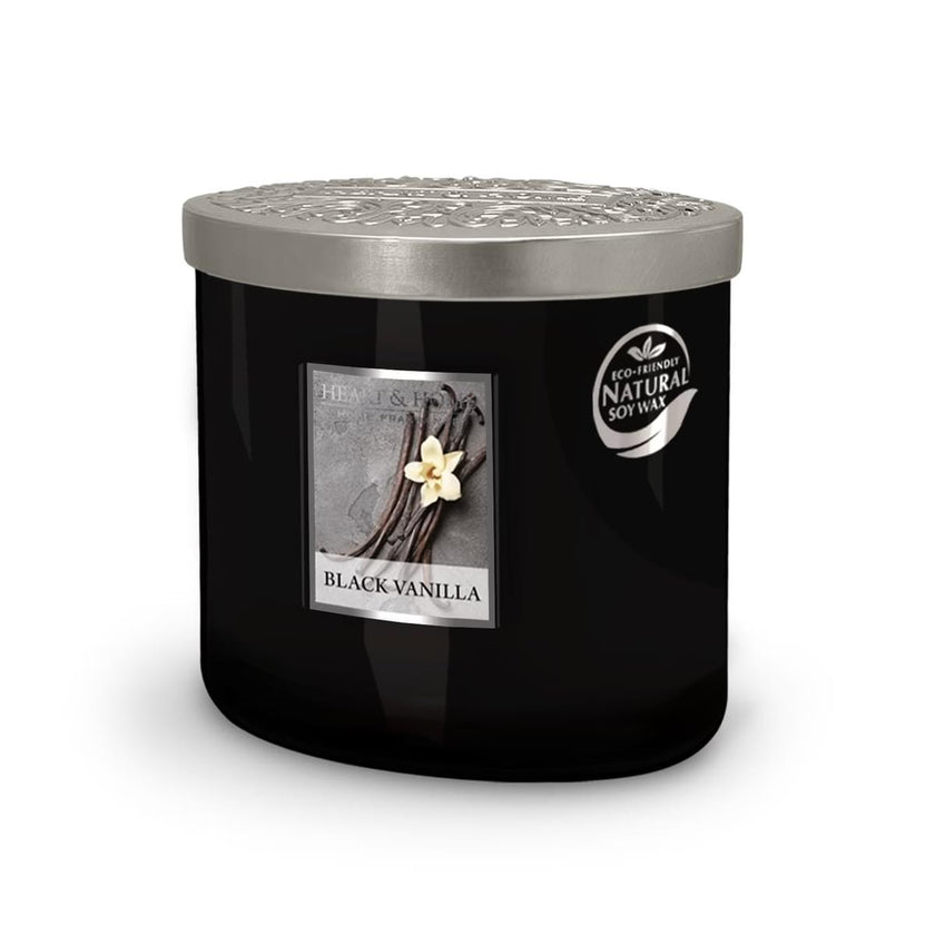 H&H Two Wick Ellipse Candle 220g - Black Vanilla