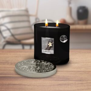 H&H Two Wick Ellipse Candle 220g - Black Vanilla