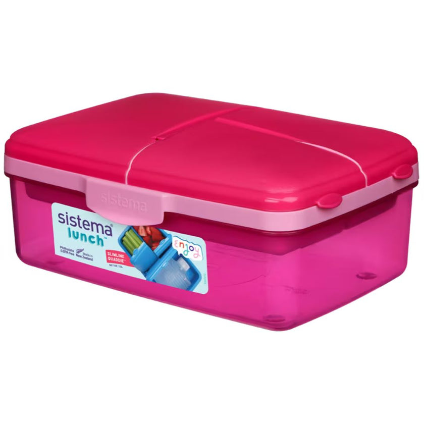 Sistema Lunch Slimline Quaddie Lunchbox 1.5L - Pink