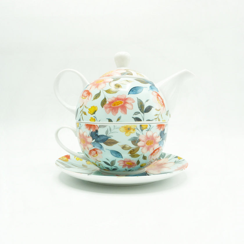 Teapot 2 In 1 - Blue/Pink Floral