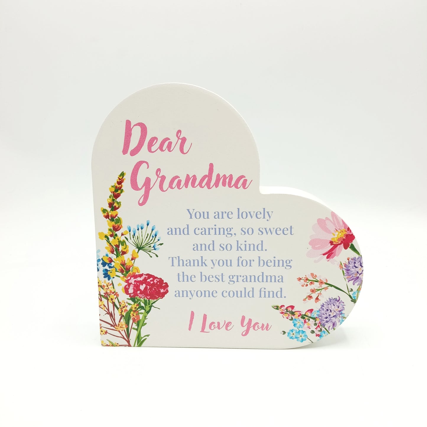 Dear Grandma Standing Wooden Heart 15 x 15 x 2.5cm