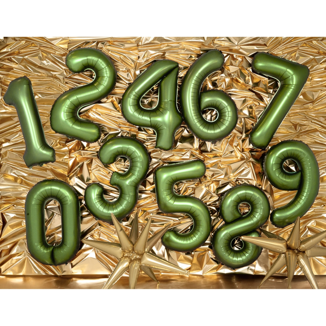Party Deco Helium Foil Balloon 86cm - All Numbers! - Olive