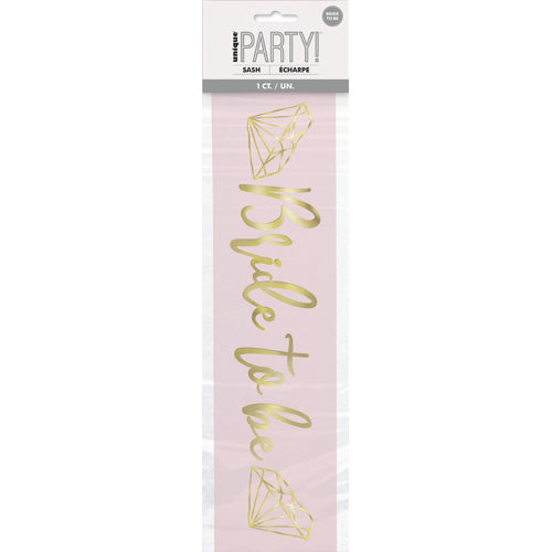 Unique Deluxe Satin Sash Pink & Gold -  Bride To Be
