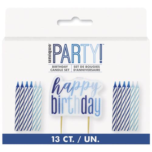Unique Candles A Pack Of 13pcs - Happy Birthday White/Blue