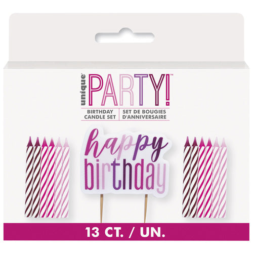 Unique Candles A Pack Of 13pcs - Happy Birthday White/Pink