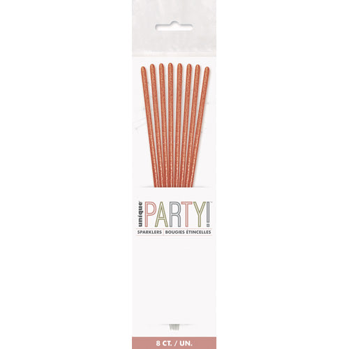 Unique Party Sparklers 17cm A Pack Of 8pcs - Rose Gold
