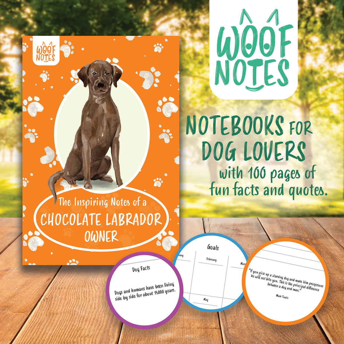 Woof Notes Notebook - Chocolate Labrador