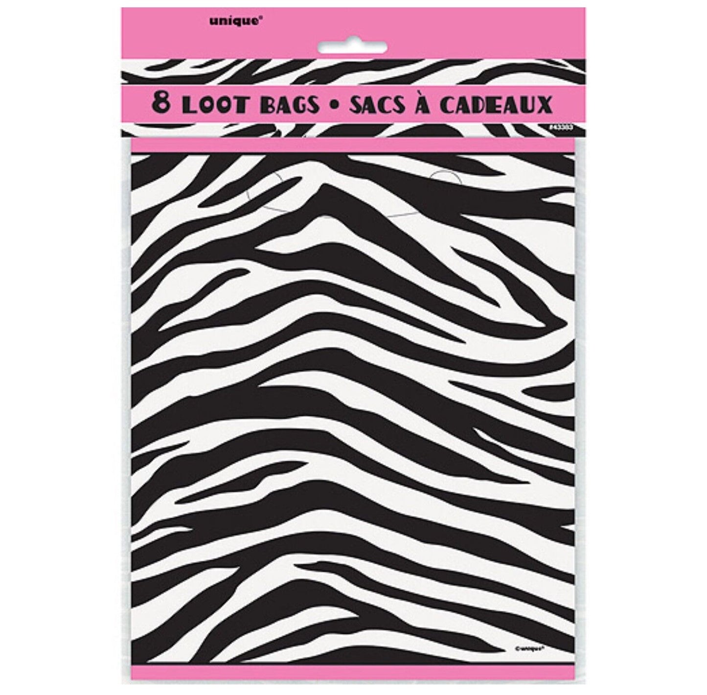 Unique Party Bags A Pack Of 8pcs - Zebra