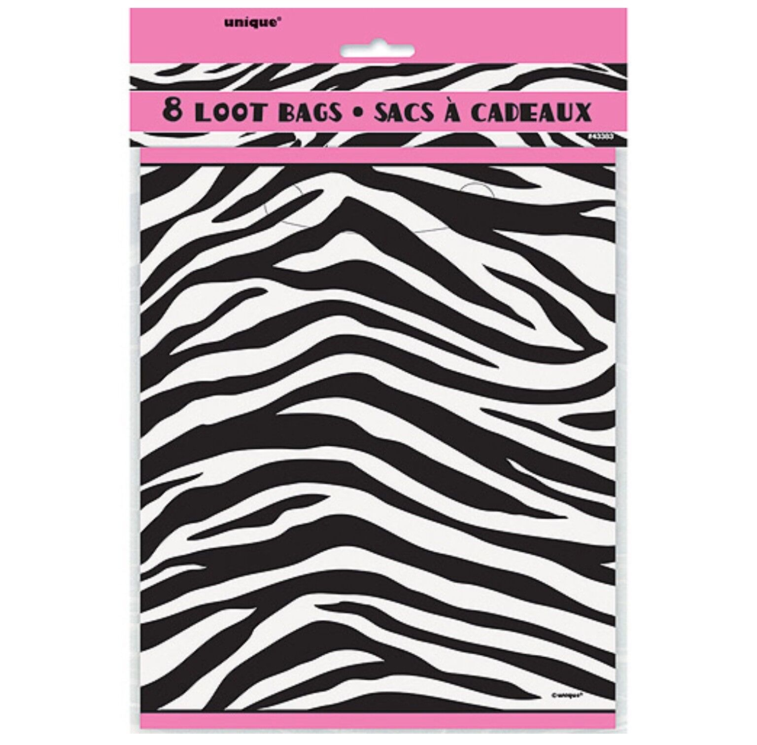 Unique Party Bags A Pack Of 8pcs - Zebra