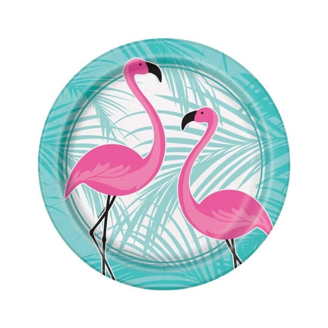 Unique Paper Plates 21.9cm A Pack Of 8pcs - Flamingos
