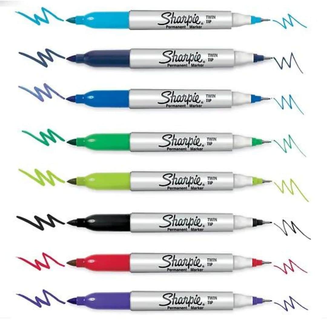Sharpie Twin Tip Permanent Markers Fine & Ultra Fine Points X8 Colours