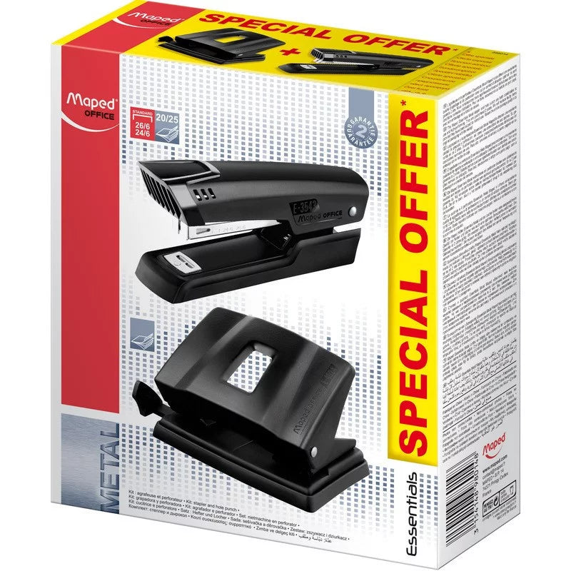 Maped Stapling Set - Half Strip Stapler and 20/25 Sheet Hole Puncher