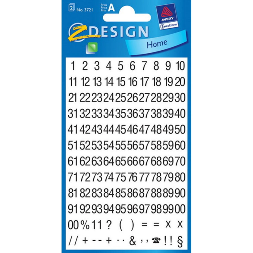 Avery Labels With Numbers 85 x 160mm 2 Sheets