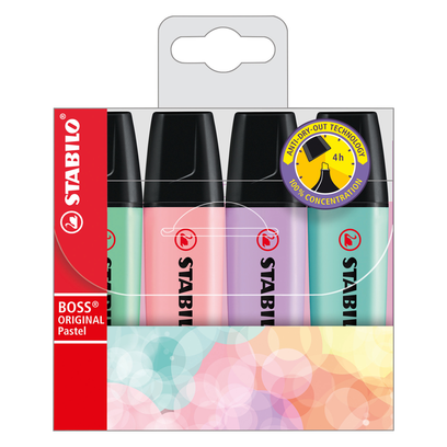 Stabilo Boss Highlighters A Pack Of 4pcs - Pastel