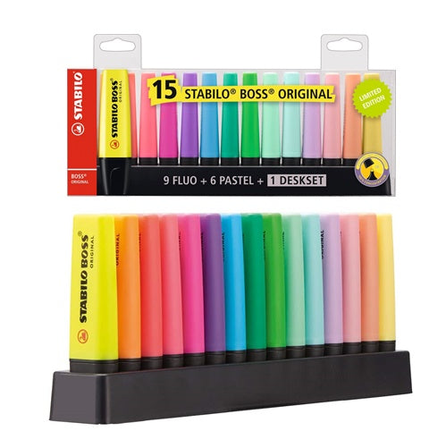 Stabilo Highlighter Deskset Pack of 15 - Original