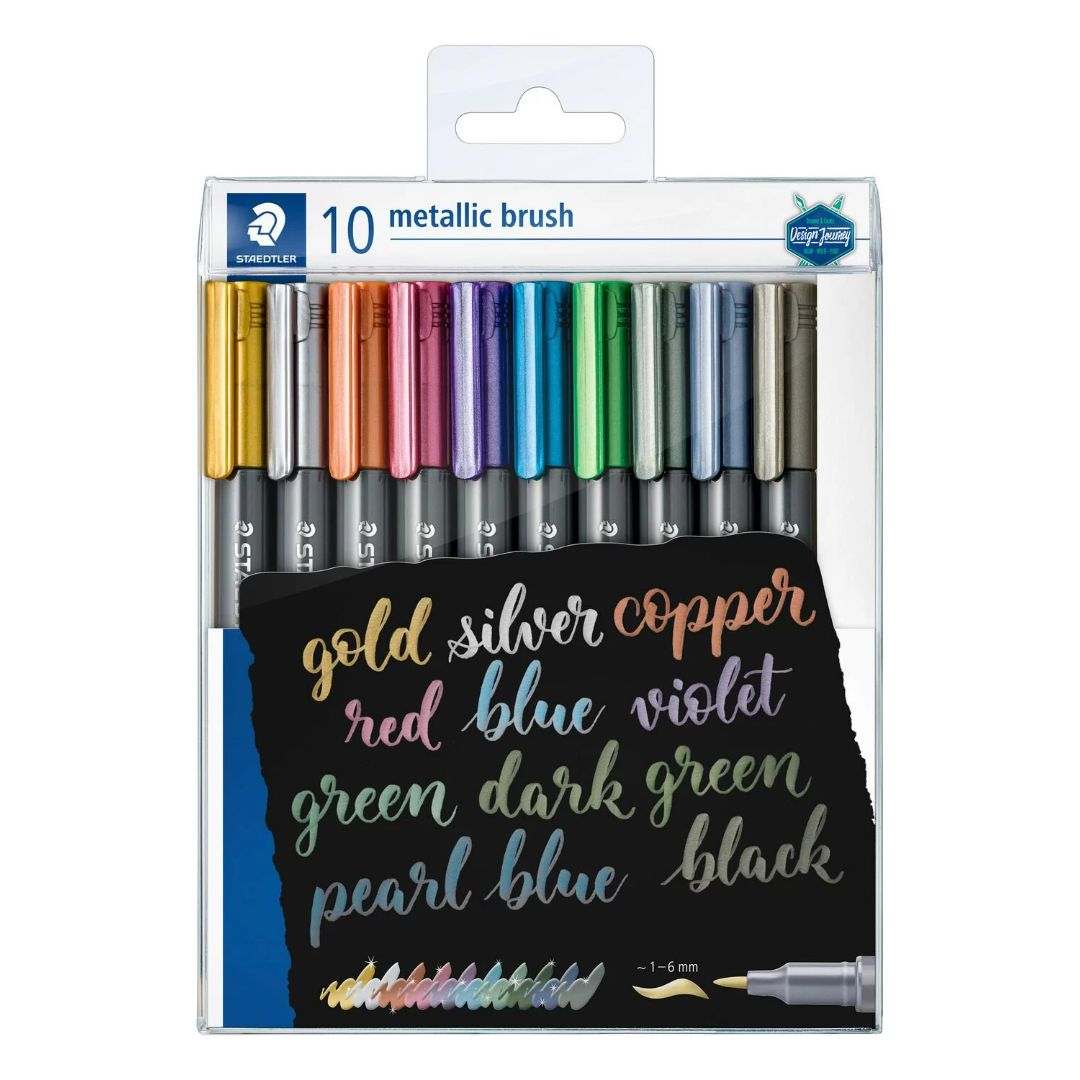 Staedtler Metallic Brush Markers A Pack Of 10pcs