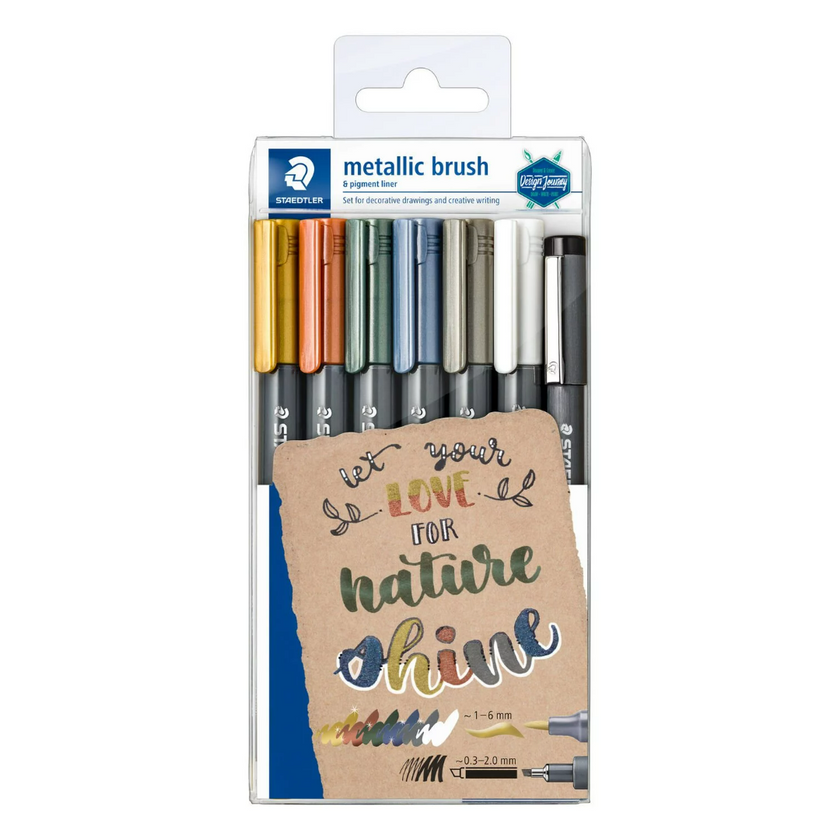 Staedtler Metallic Brush Markers A Pack Of 6pcs