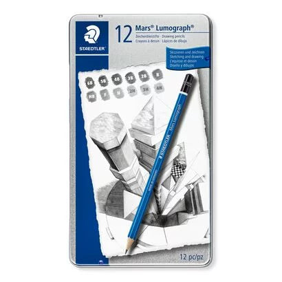 Mars Lumograph Drawing Pencils 6B, 5B, 4B, 3B, 2B, B, H, HB, F, H, 2H,
