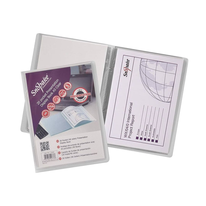 A5 Snopake Superline Display Book 20 Pocket - Transparent