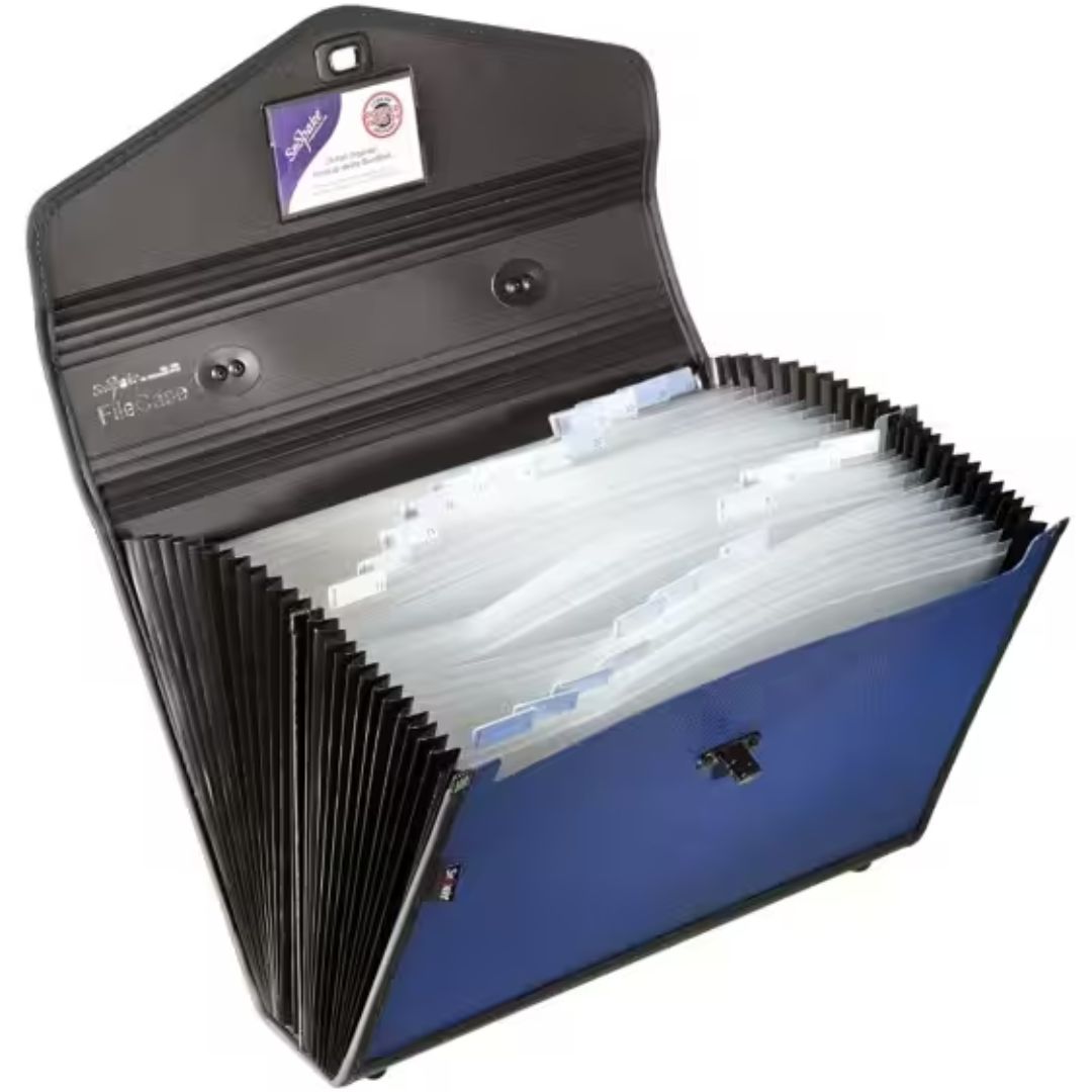 Snopake Expanding File Foolscap Black Blue Plastic