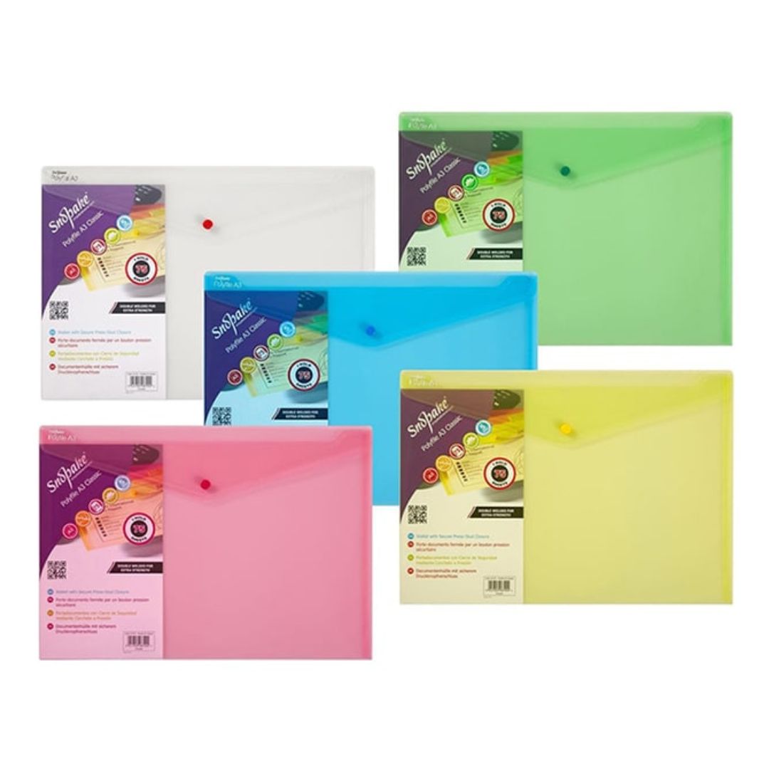 A3 Snopake Polyfile Classic Envelope Folders x 1pc Assortment