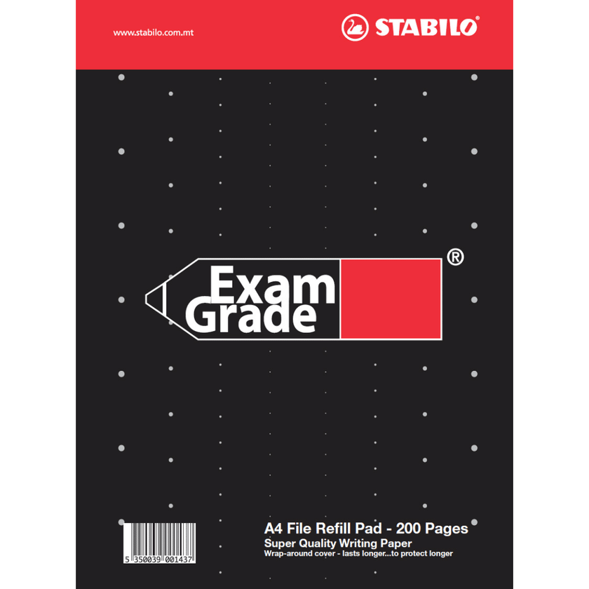 A4 Stabilo Exam Grade Punched Ruled File Refill Pad 200pgs