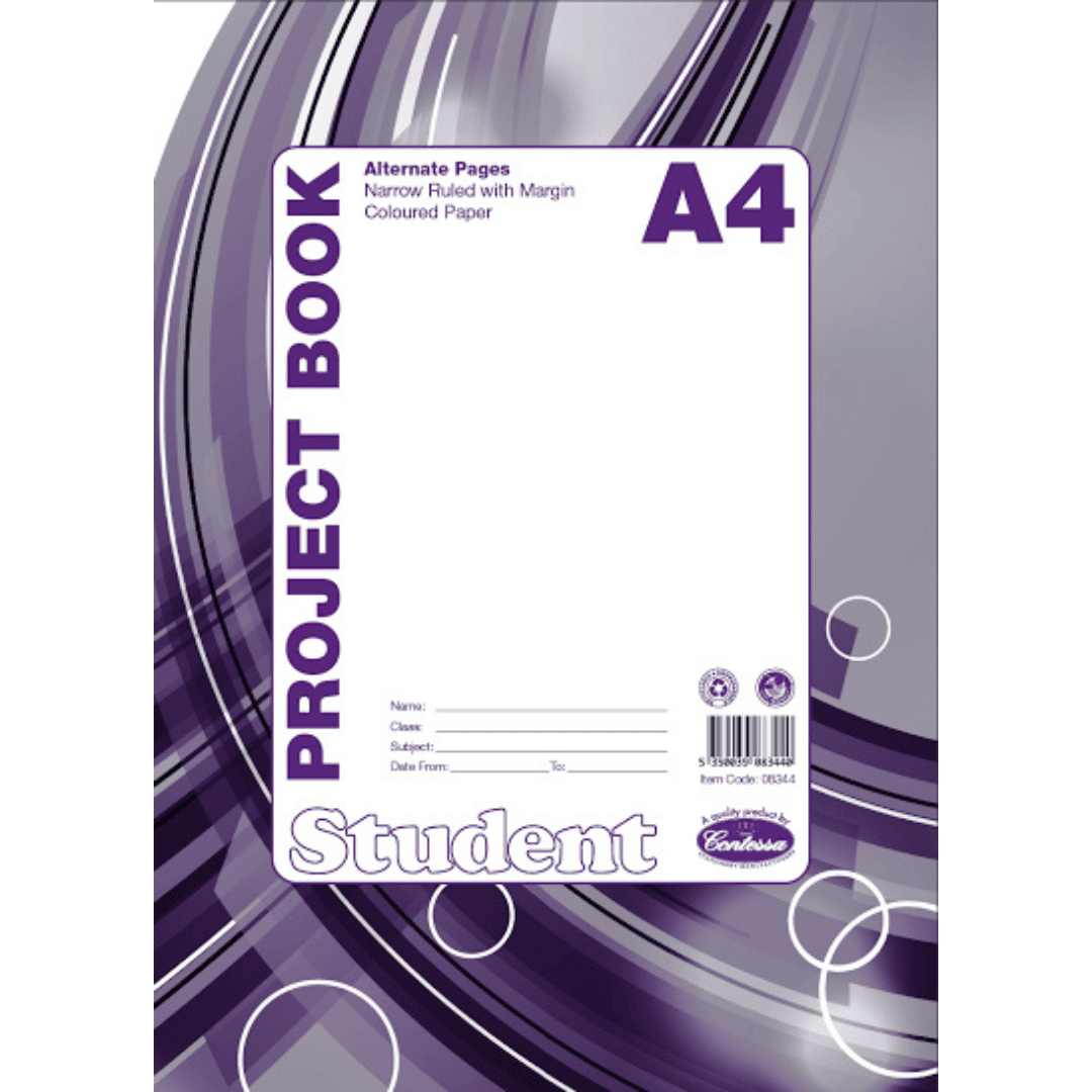 A4 Student Project Book - Alternate Narrow Lines 48pgs