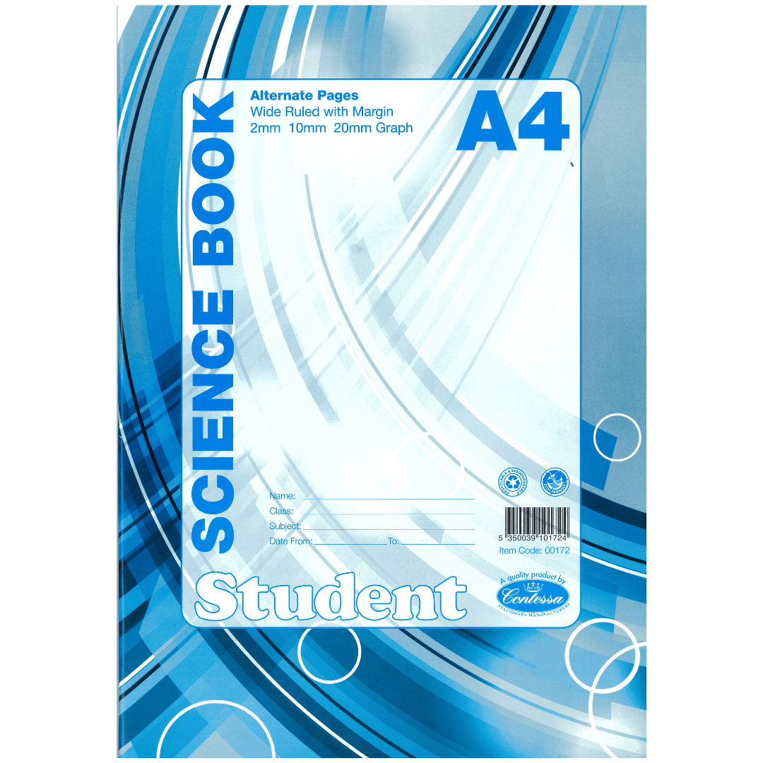 A4 Student Science Book - Alternate Wide Lines & 2mm, 10mm, 20mm Graph 64pgs