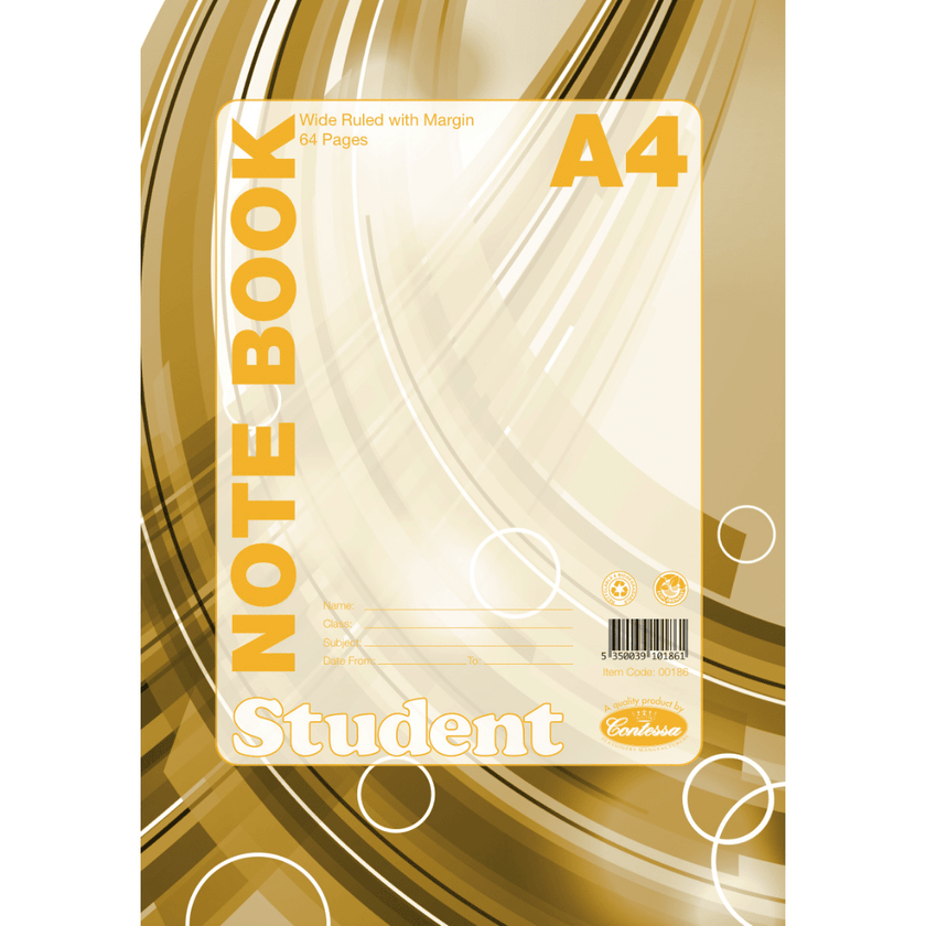 A4 Student Note Book - Wide Lines 64pgs